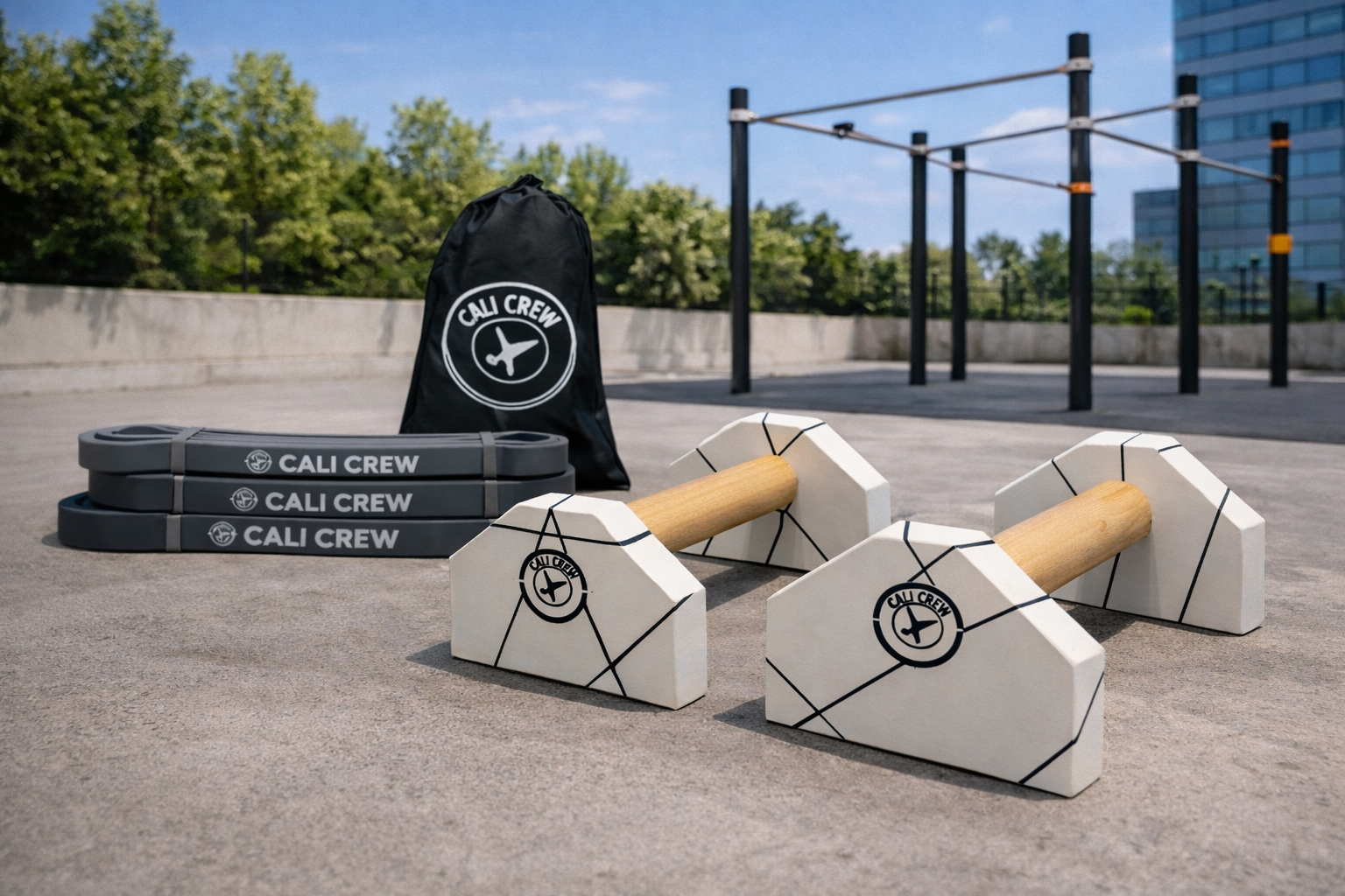 Linear Parallettes + Resistance Band 3-pack