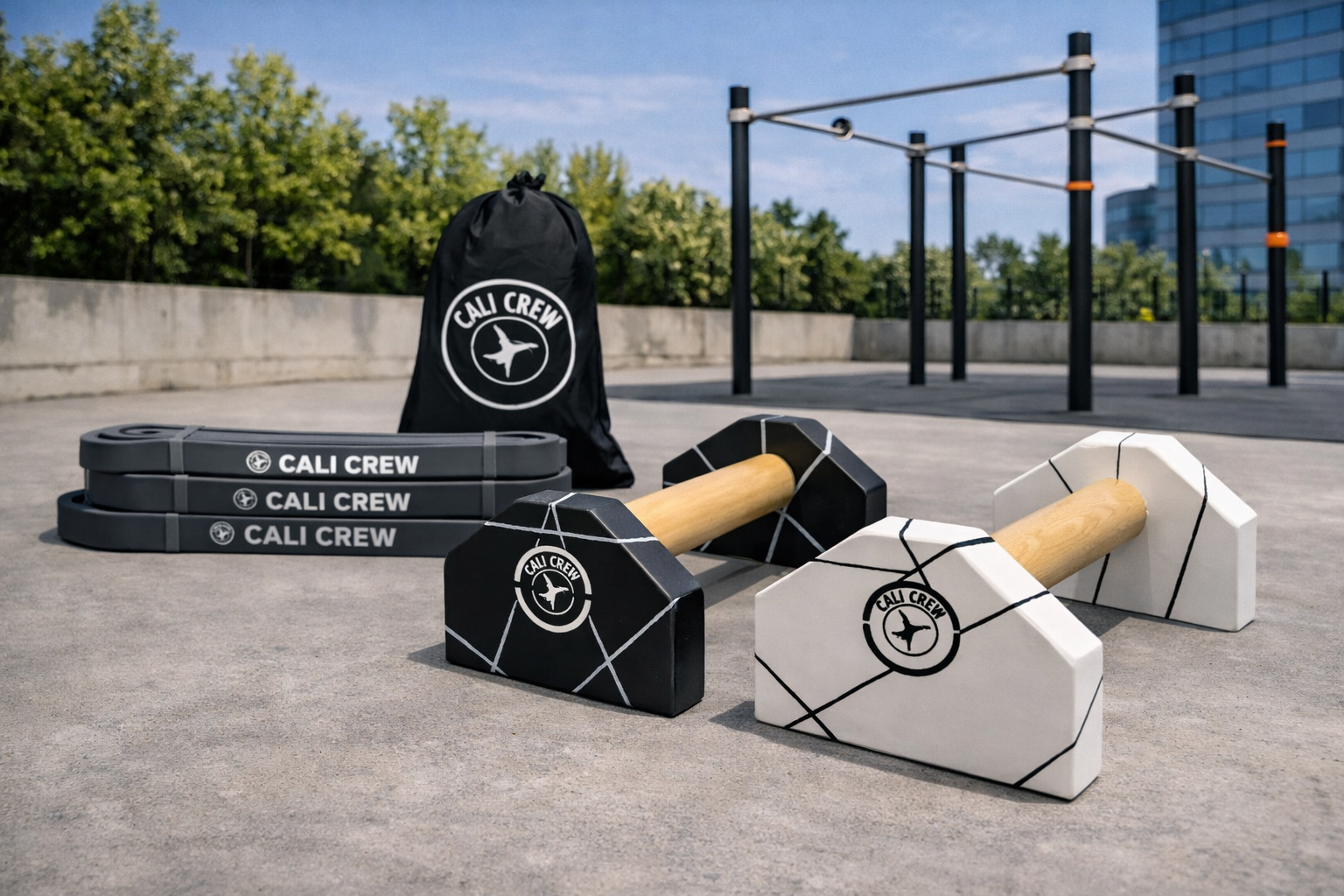 Linear Parallettes + Resistance Band 3-pack