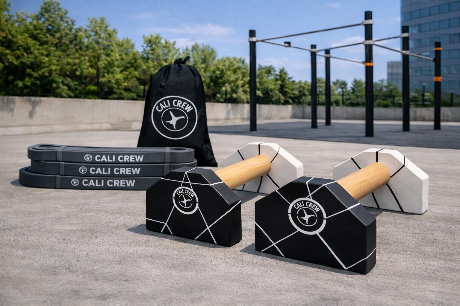 Linear Parallettes + Resistance Band 3-pack